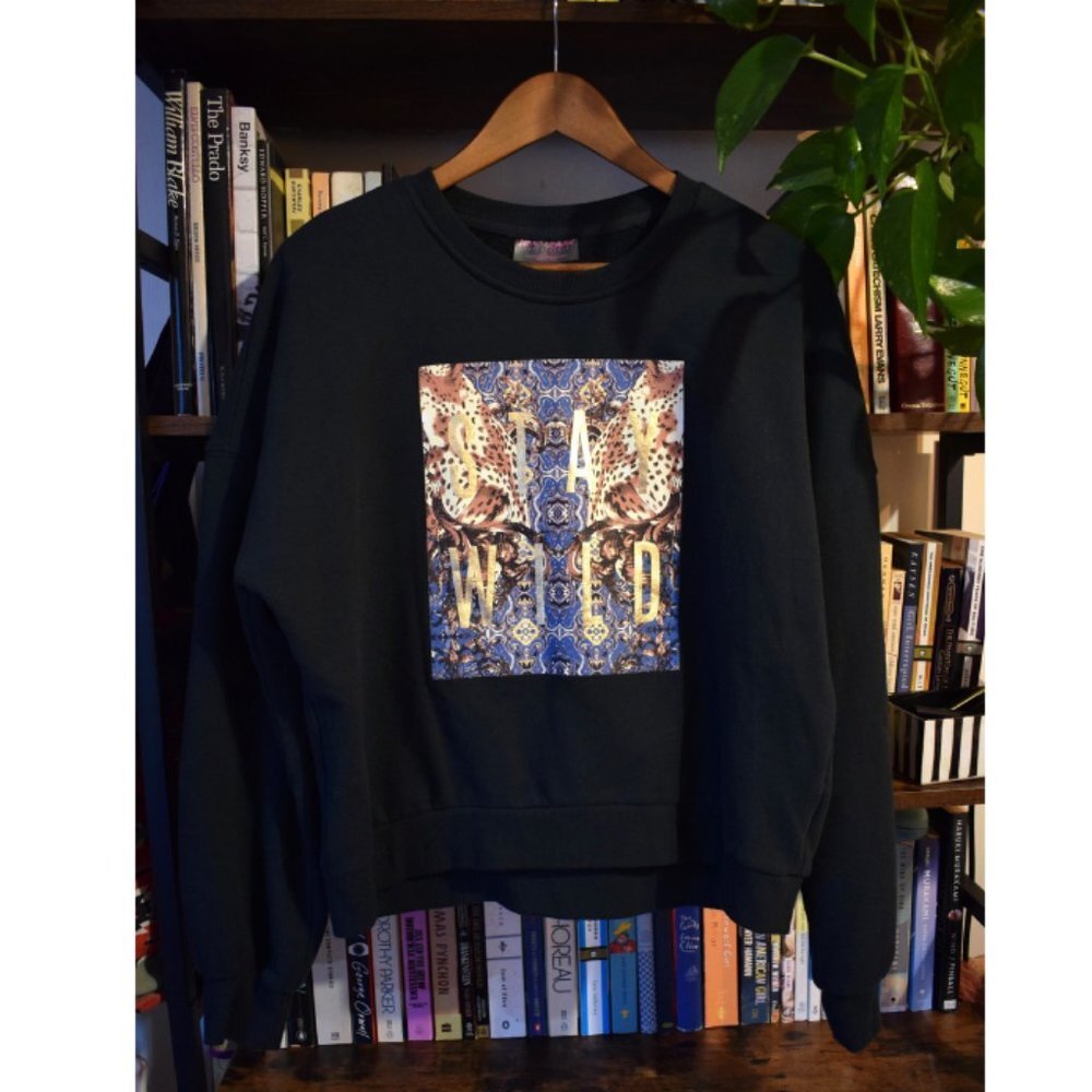 Betsey Johnson “Stay Wild” Graphic Sweatshirt | Green Statement